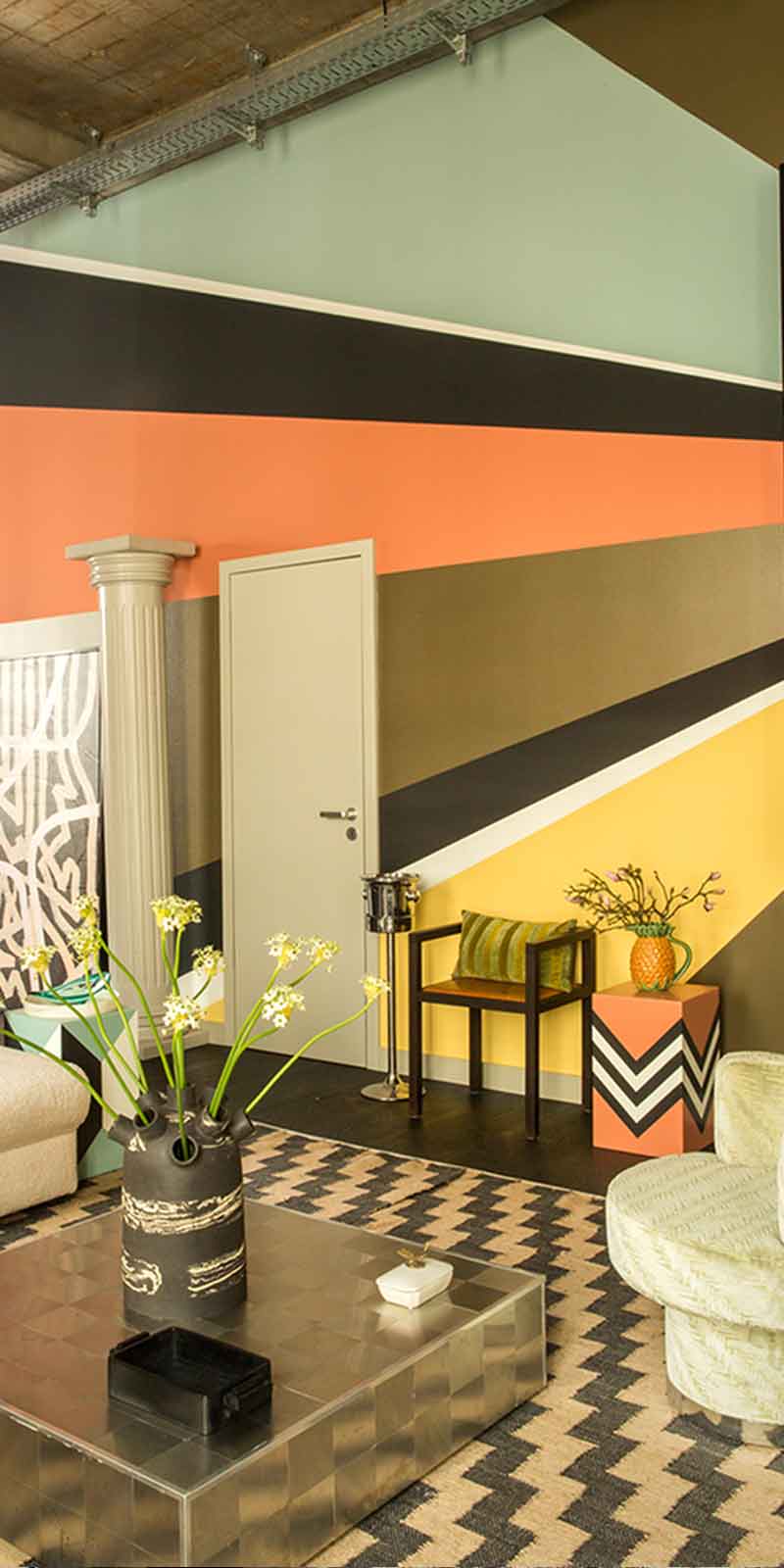 Berlin Mitte Loft, Colorful Walls, bunte Wände, farbige Wände, Lounge, Coctail